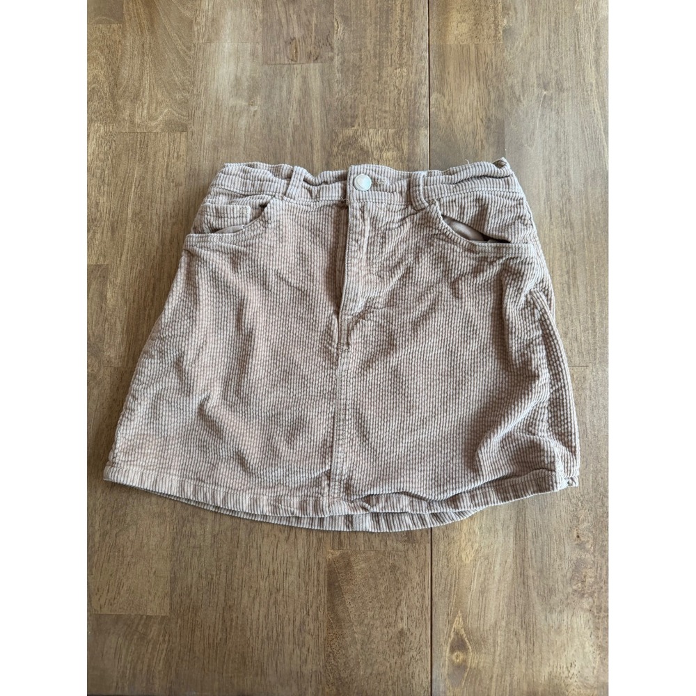 HM Kids Tan Corduroy Mini Skirt Size 8 Beige Elastic Waist Pockets